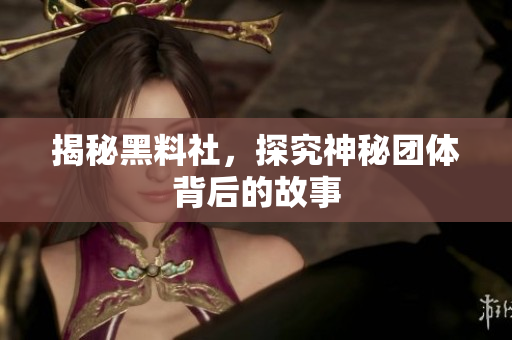 揭秘黑料社，探究神秘团体背后的故事