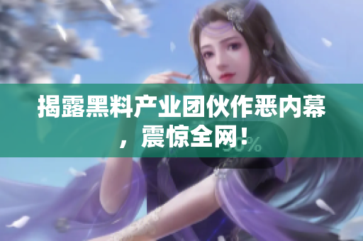 揭露黑料产业团伙作恶内幕，震惊全网！